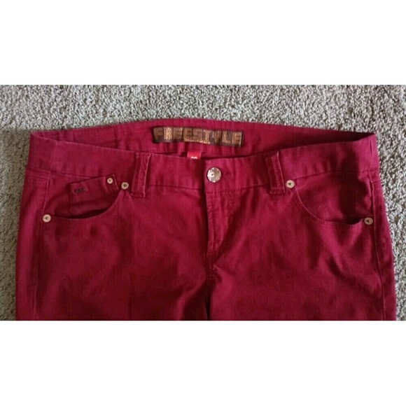 Freestyle Revolution Velveteen Pants Size 20 Low Rise Deep Red Straight Leg Vtg - Picture 8 of 11